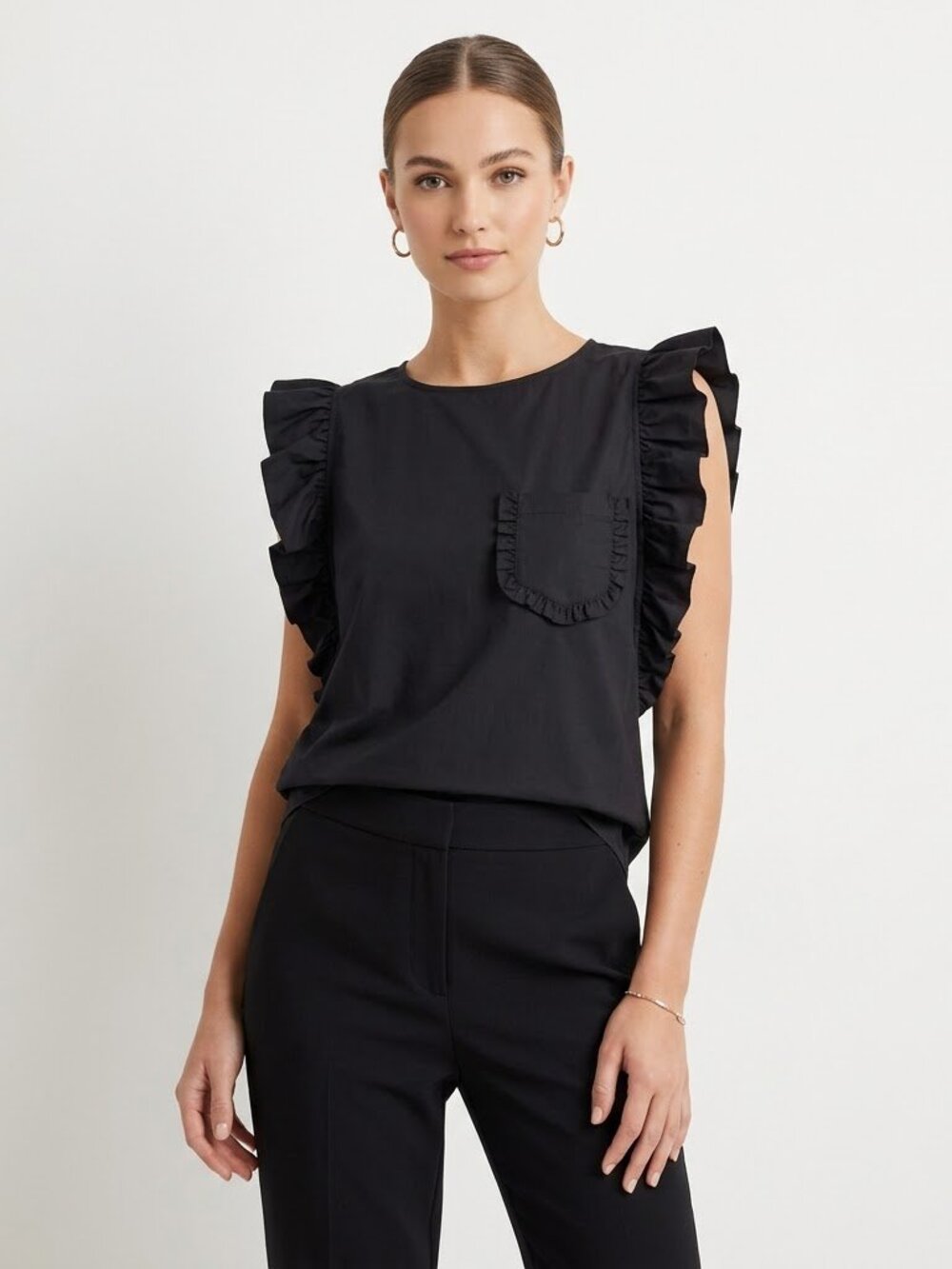 Chepè Italy Ruffle Sleeve Blouse Cotton Made in Italy Statement Top L